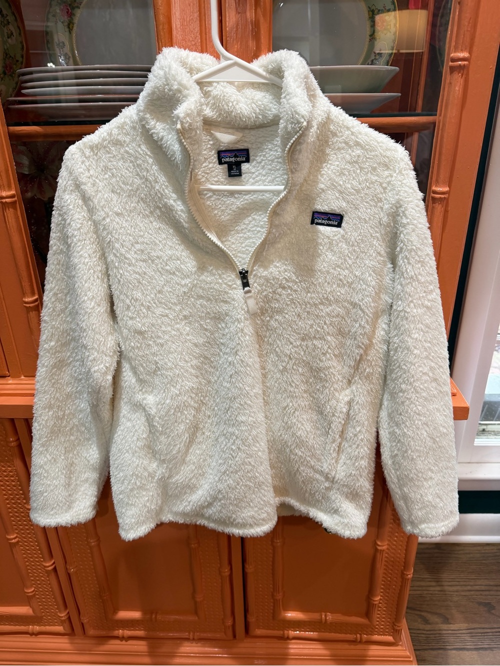 Patagonia Cream Sherpa Fleece Jacket with Logo Patch